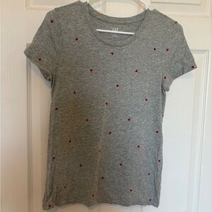 GAP Heather Gray Tee with Red Heart Details
